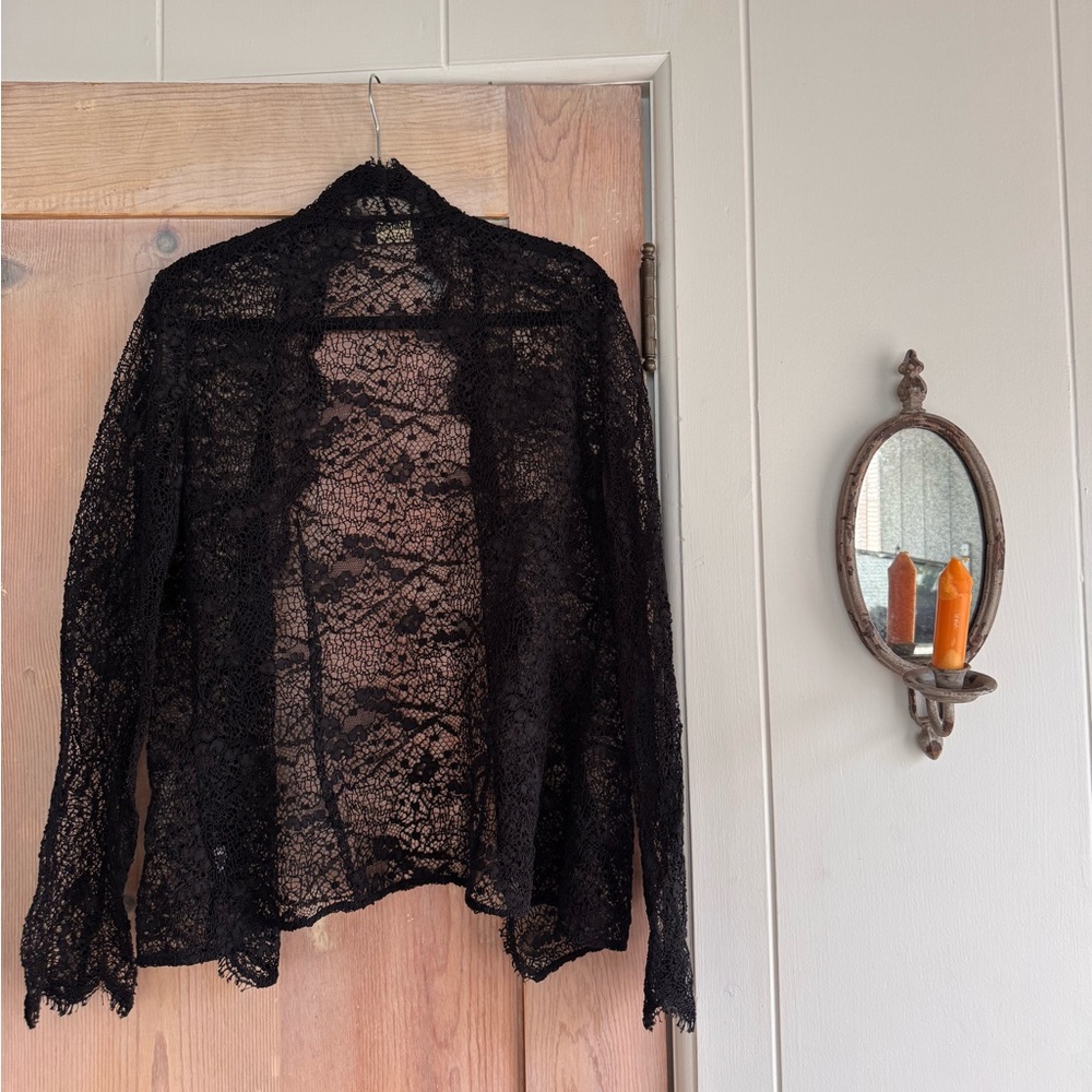Dana Buchman Black Lace Openfront Cover-Up